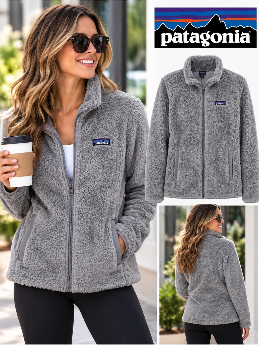 Patagonia Los Gatos Fleece Jacket Women’s L Gray Full Zip Sherpa